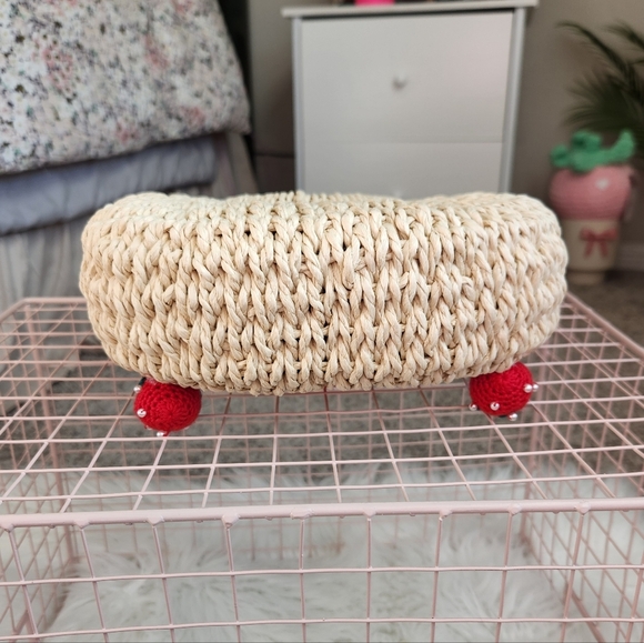 Strawberry Embellished Straw Tote Bag - Picture 3 of 4